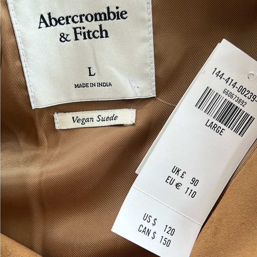NWT! Abercrombie & Fitch Vegan Faux Suede Short Fully Lined Jacket - Picture 5 of 10